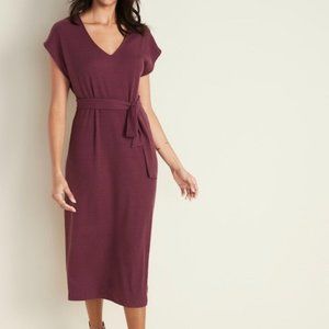 Old Navy Tie Belt Rib Knit Midi Shift Dress
